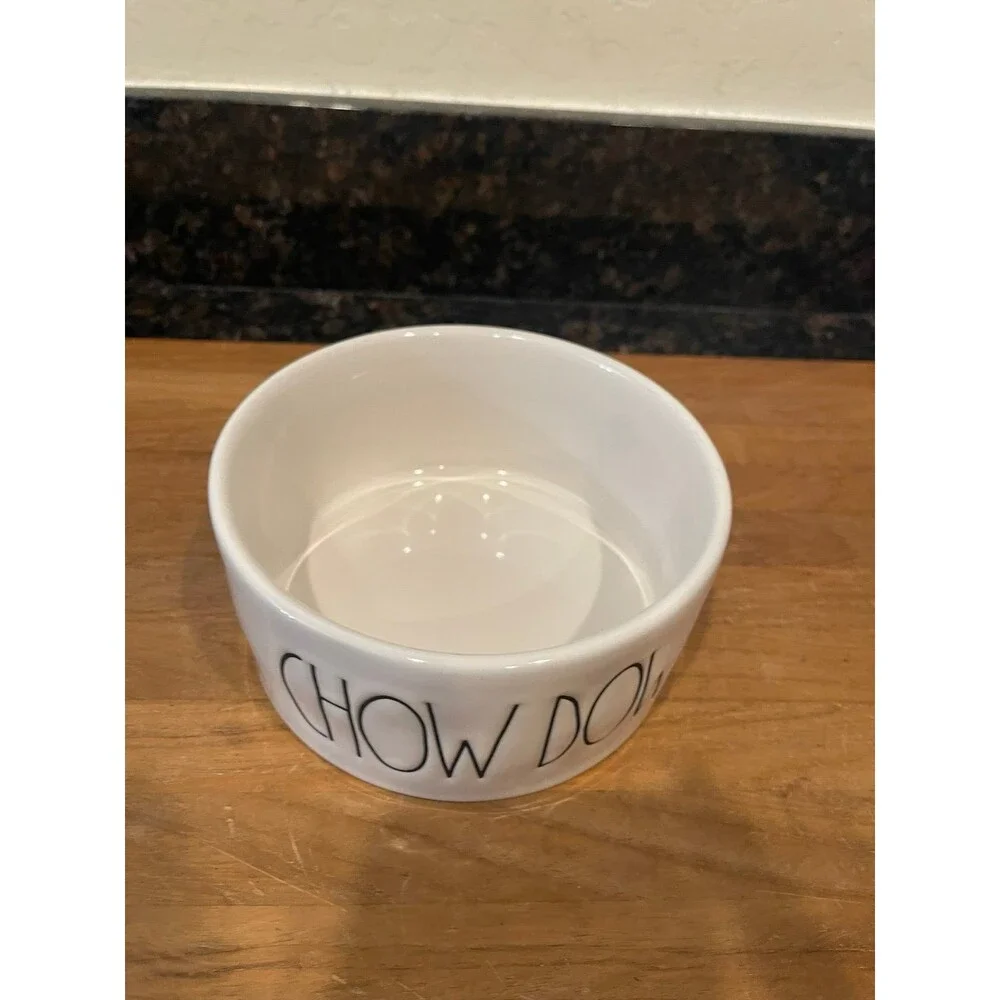 Rae Dunn Artisan “chow down” 6” Dog Ceramic Bowl